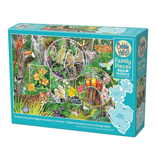Rainforest Magic 350 Piece Family Jigsaw Puzzle Cobble Hill - Chickadees Wooden Toys