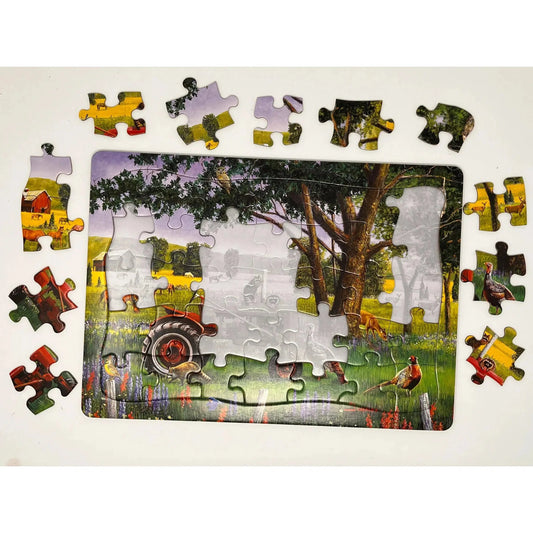 Red Tractor 35 Piece Tray Jigsaw Puzzle Cobble Hill - Chickadees Wooden Toys