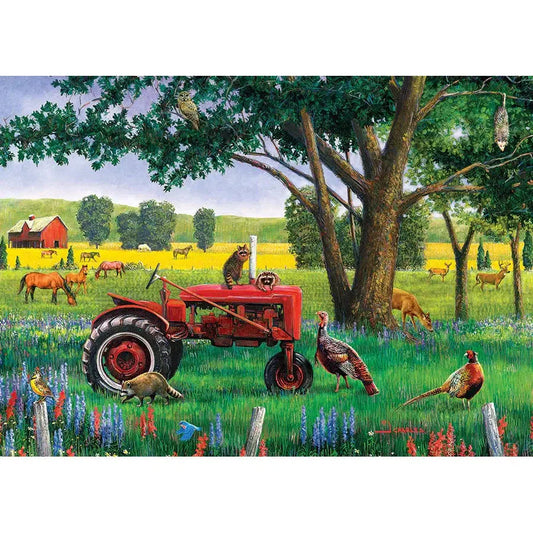 Red Tractor 35 Piece Tray Jigsaw Puzzle Cobble Hill - Chickadees Wooden Toys