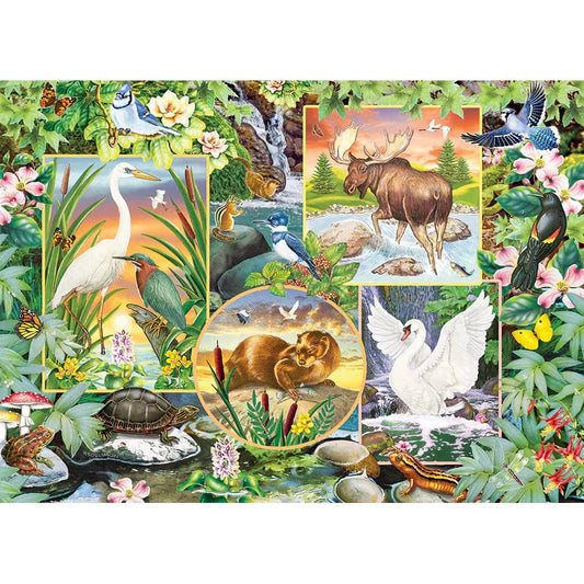 River Magic 350 Piece Family Jigsaw Puzzle Cobble Hill - Chickadees Wooden Toys