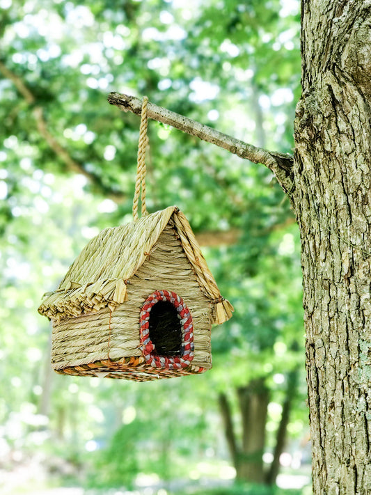 Seagrass & Sari Birdhouse - Cabin - Chickadees Wooden Toys