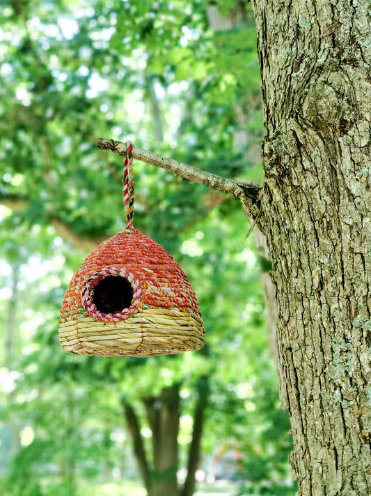 Seagrass & Sari Birdhouse - Garden - Chickadees Wooden Toys