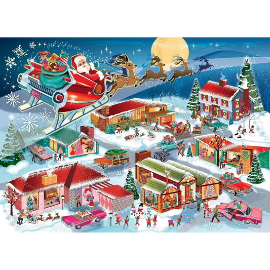Santa's Flyby 350 Piece Family Jigsaw Puzzle Cobble Hill - Chickadees Wooden Toys