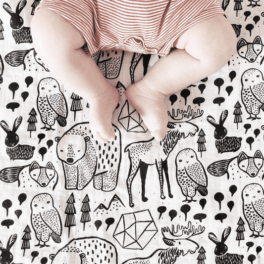 Organic Muslin Swaddle - Nordic - Chickadees Wooden Toys