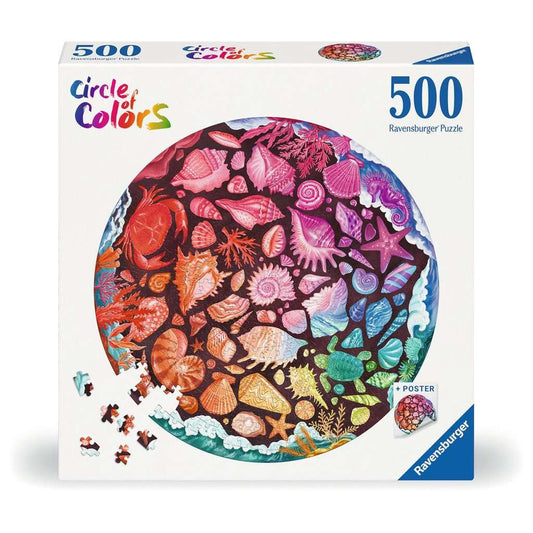 Seashells "Circle of Colors" 500 Piece Round Jigsaw Puzzle Ravensburger