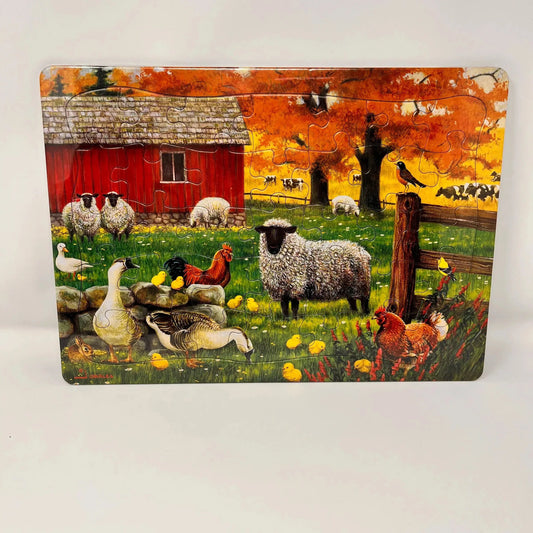 Sheep Farm 35 Piece Tray Jigsaw Puzzle Cobble Hill - Chickadees Wooden Toys
