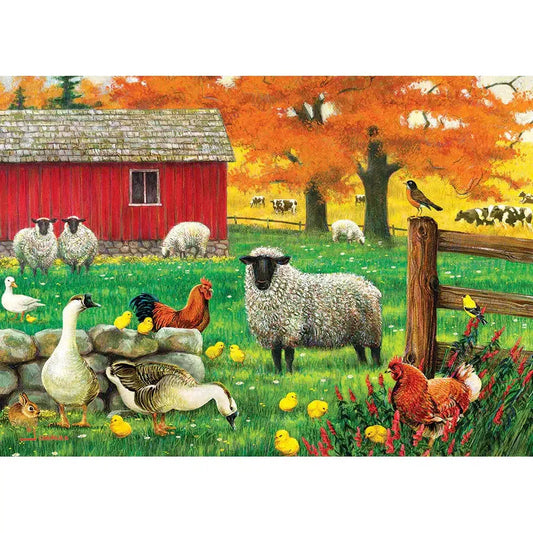 Sheep Farm 35 Piece Tray Jigsaw Puzzle Cobble Hill - Chickadees Wooden Toys