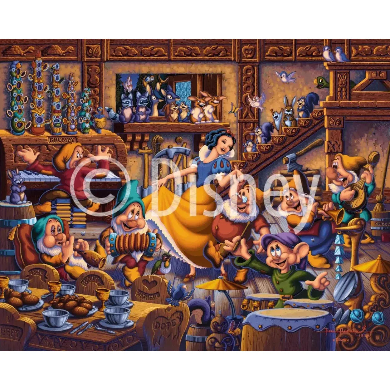 Snow White Dancing with the Dwarfs 500 Piece Jigsaw Puzzle Disney x Dowdle