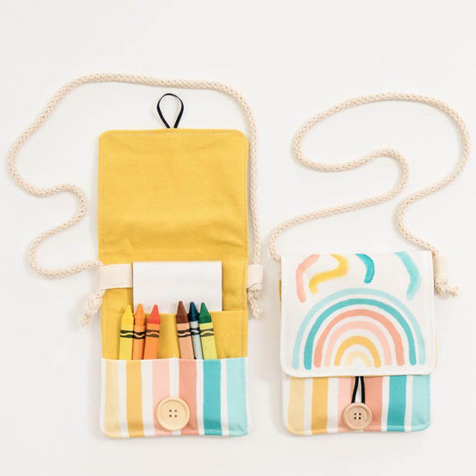 Rainbow Purse with Crayons: "Perfect For Art On The Go!" - Chickadees Wooden Toys