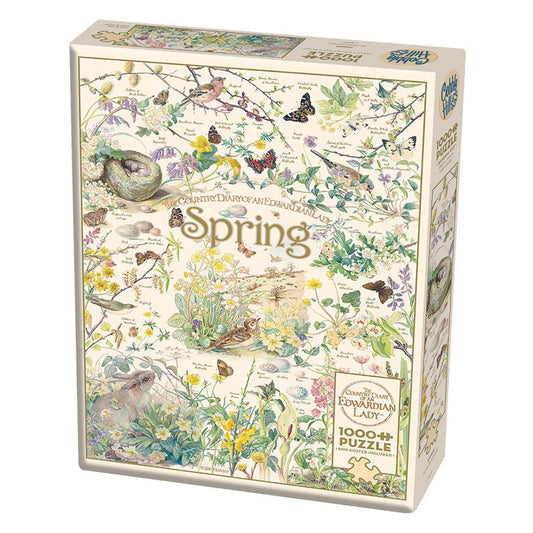 Spring Country Diary 1000 Piece Jigsaw Puzzle Cobble Hill - Chickadees Wooden Toys