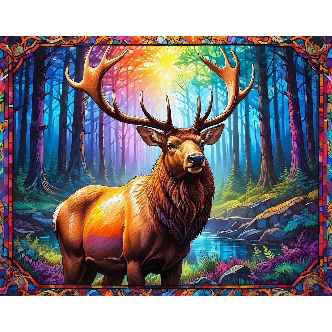 Stain Glass Elk 1000 Piece Jigsaw Puzzle Springbok