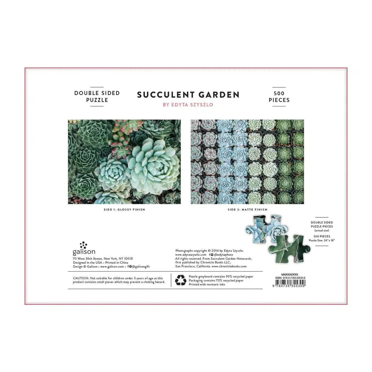 Succulent Garden Double-Sided 500 Piece Jigsaw Puzzle Galison