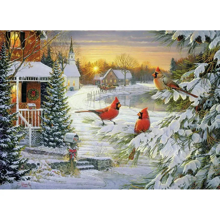 Sunset Cardinals 1000 Piece Jigsaw Puzzle Cobble Hill
