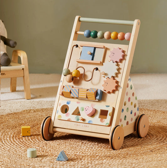 Tiny Land® Versatile Natural Wooden Baby Walker - Chickadees Wooden Toys
