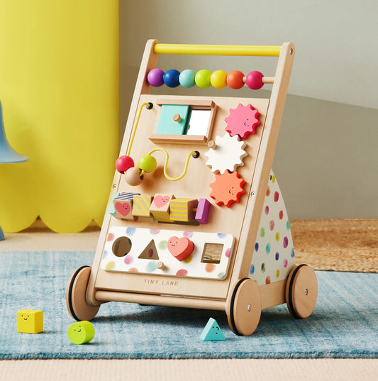 Tiny Land® Premium Natural Wooden Activity Walker - Chickadees Wooden Toys