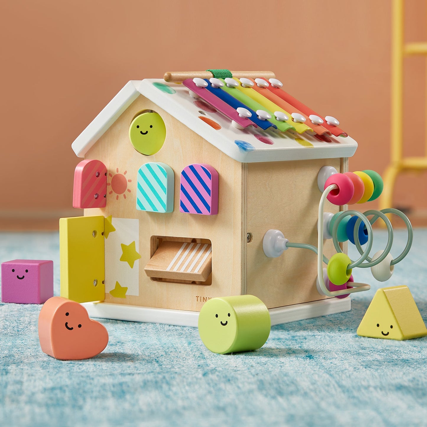 Tiny Land® Cottage Activity Cube - Rainbow - Chickadees Wooden Toys