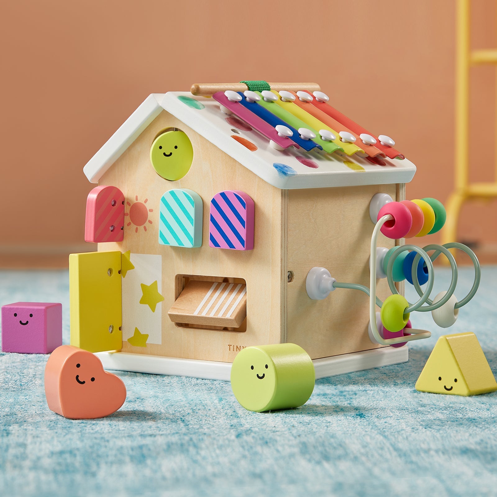 Tiny Land® Cottage Activity Cube - Rainbow - Chickadees Wooden Toys