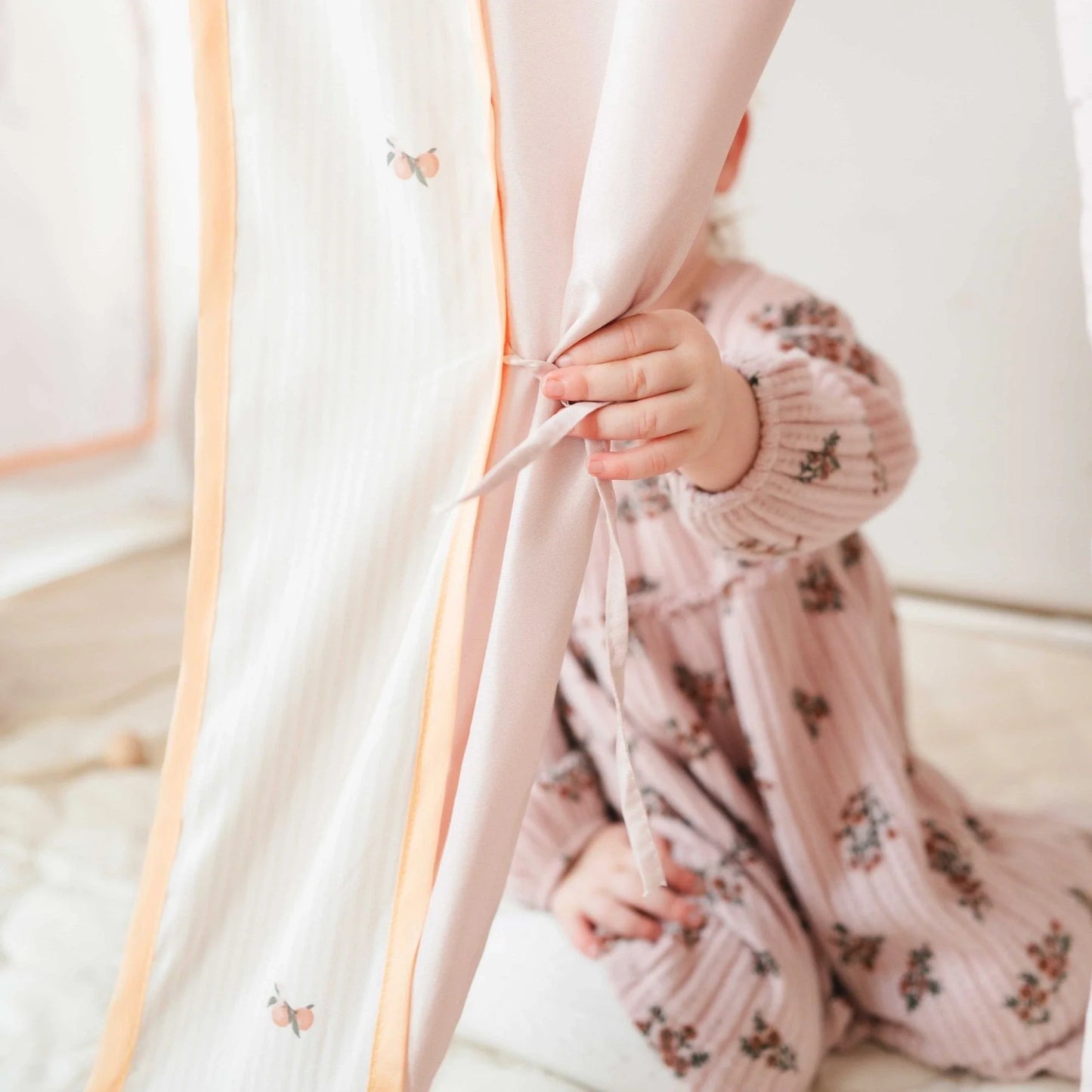 Tiny Land® Sweet Citrus Kids Play Tent – White and Pink Indoor Playhouse - Chickadees Wooden Toys