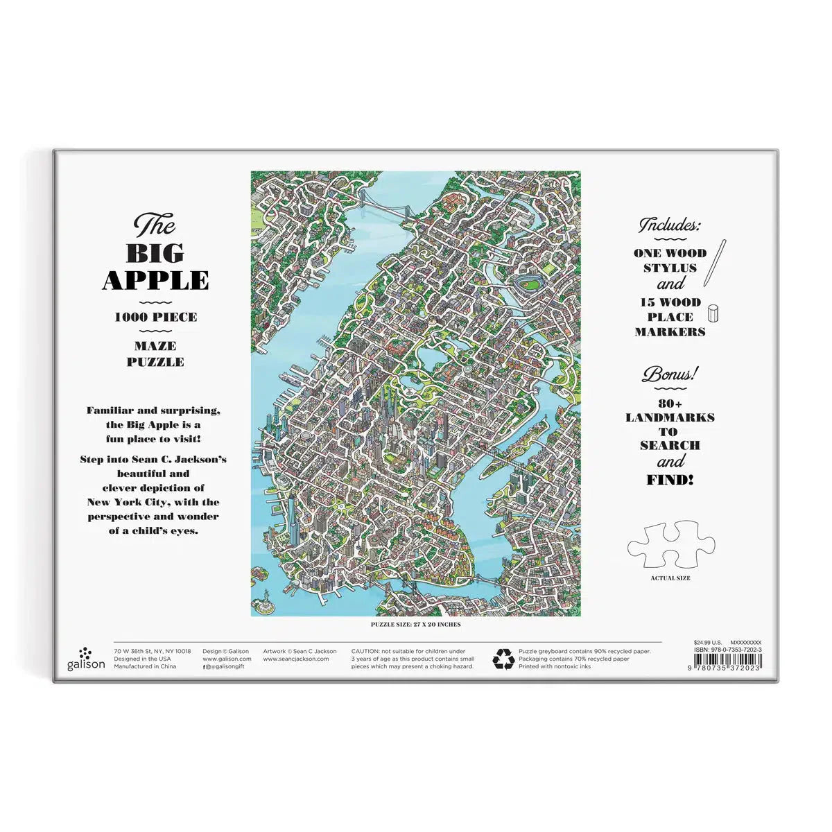 The Big Apple Maze 1000 Piece Jigsaw Puzzle Galison
