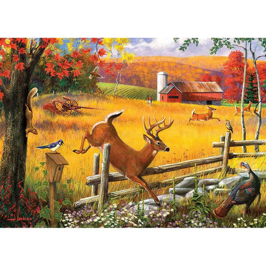 The Big Leap 35 Piece Tray Jigsaw Puzzle Cobble Hill - Chickadees Wooden Toys