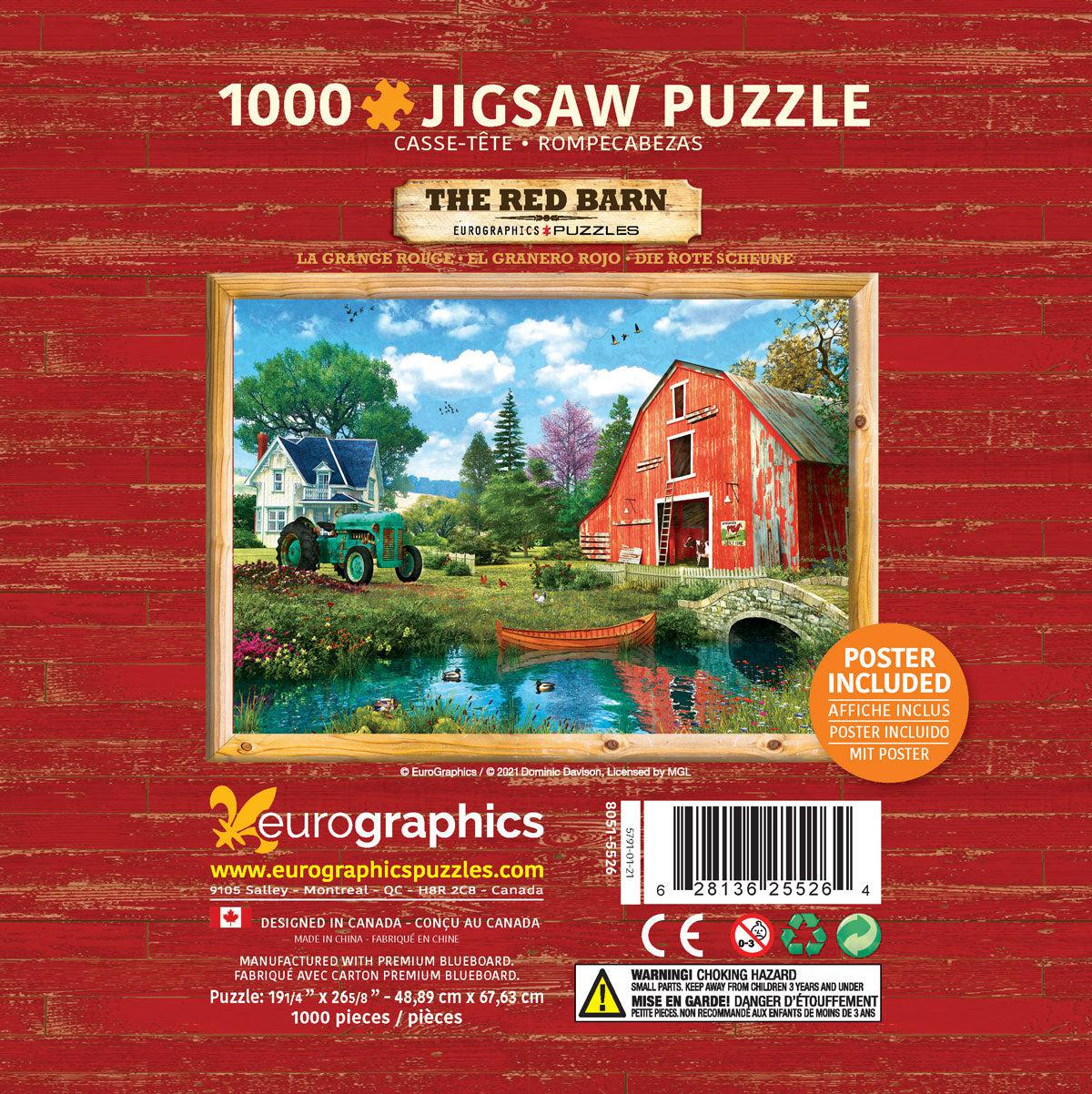The Red Barn 1000 Piece Jigsaw Puzzle in Tin Eurographics