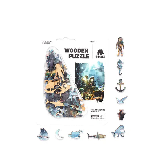 Treasure Hunter 40 Piece Mini Wooden Jigsaw Puzzle Geek Toys - Chickadees Wooden Toys