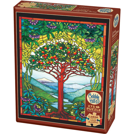 Tree of Life Stained Glass 275 Large Piece Jigsaw Puzzle Cobble Hill - Chickadees Wooden Toys