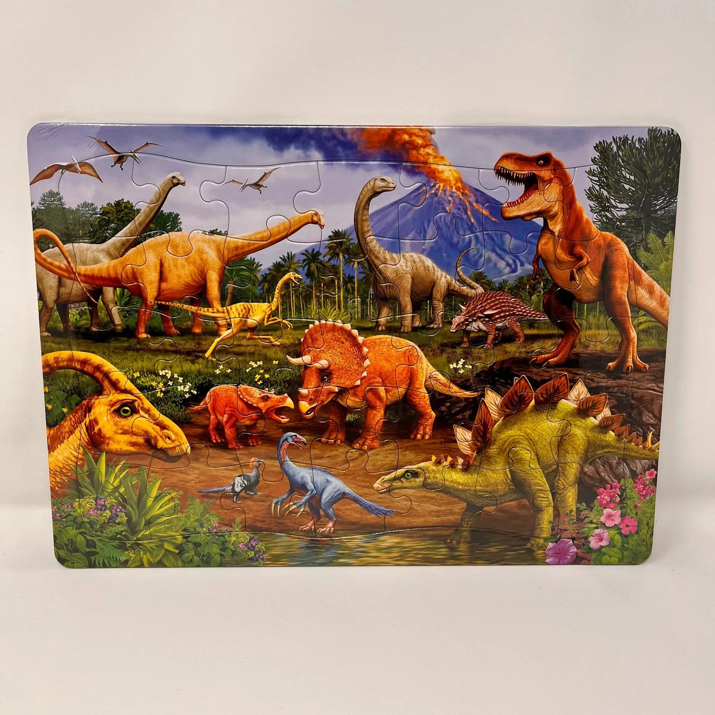 Triceratops & Friends 35 Piece Tray Jigsaw Puzzle Cobble Hill - Chickadees Wooden Toys