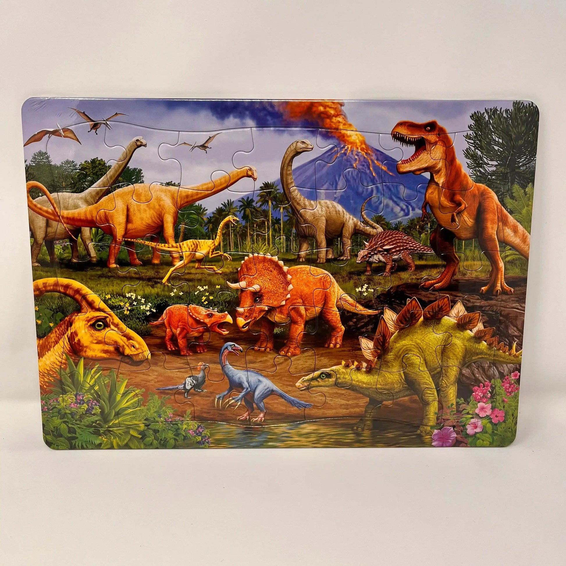 Triceratops & Friends 35 Piece Tray Jigsaw Puzzle Cobble Hill - Chickadees Wooden Toys