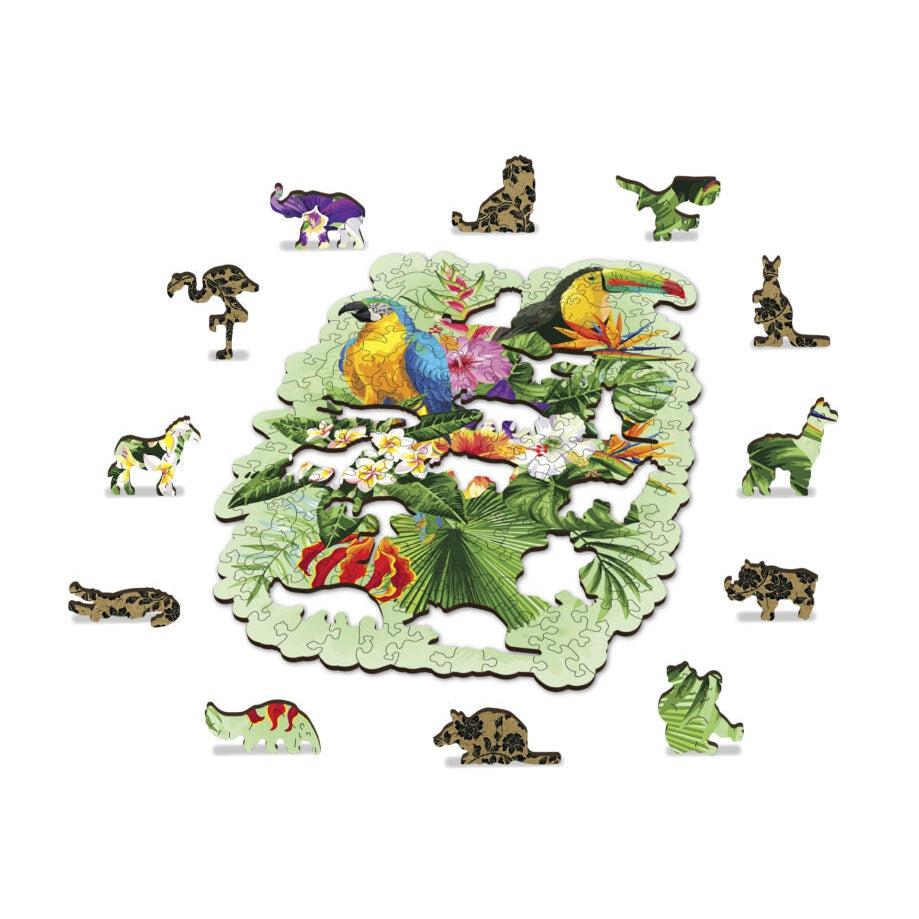 Tropical Birds 160 Piece Wood Jigsaw Puzzle Wooden City
