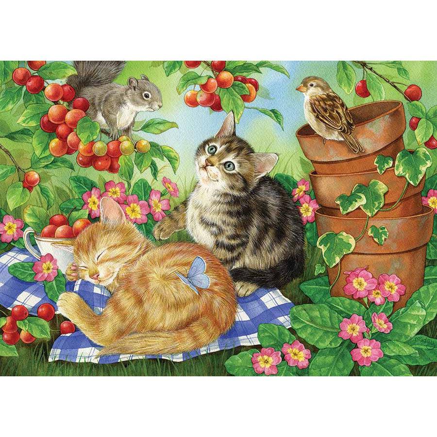 Under the Cherry Tree 350 Piece Family Jigsaw Puzzle Cobble Hill - Chickadees Wooden Toys