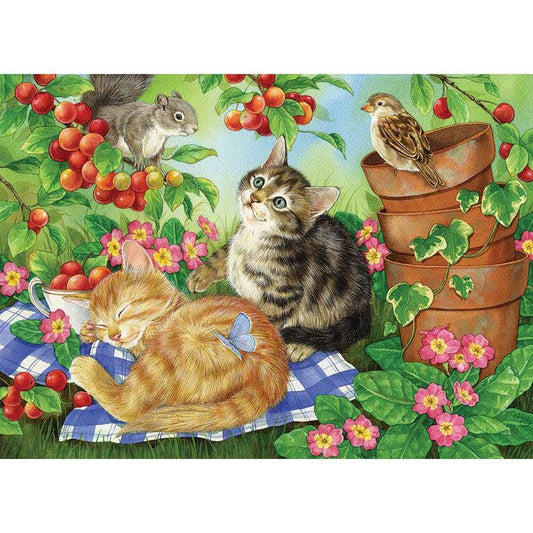 Under the Cherry Tree 350 Piece Family Jigsaw Puzzle Cobble Hill - Chickadees Wooden Toys