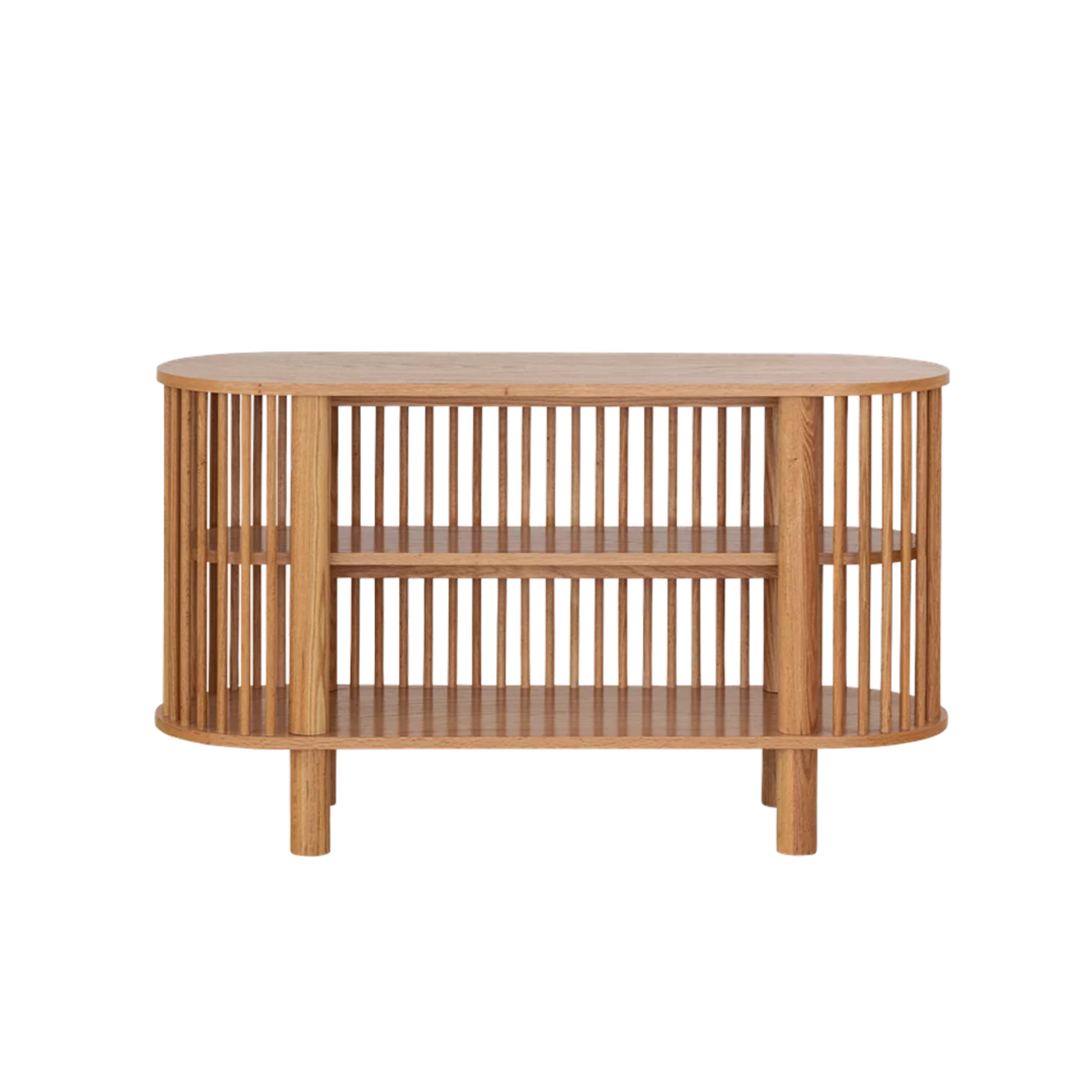 Oak Two Tiered Fluted Shelf - Chickadees Wooden Toys