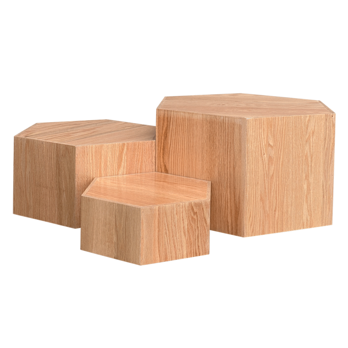 Hexagon Nesting Tables (Set of 3) | Solid European Oak - Chickadees Wooden Toys