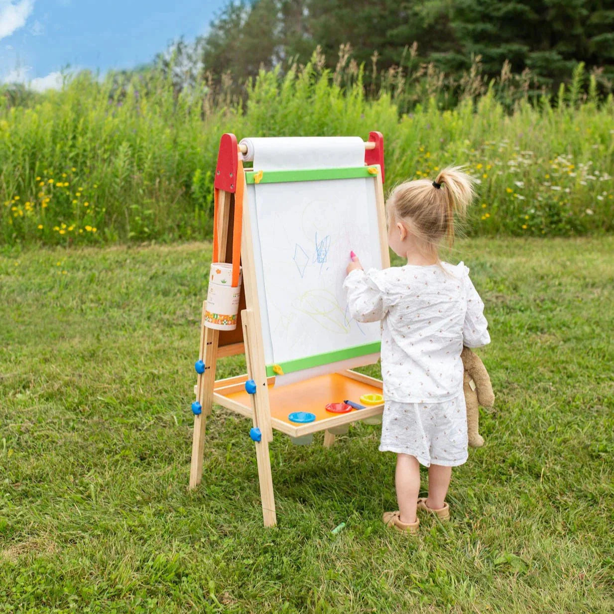 Tiny Land® 3-in-1 Art Easel for Kids - Chickadees Wooden Toys