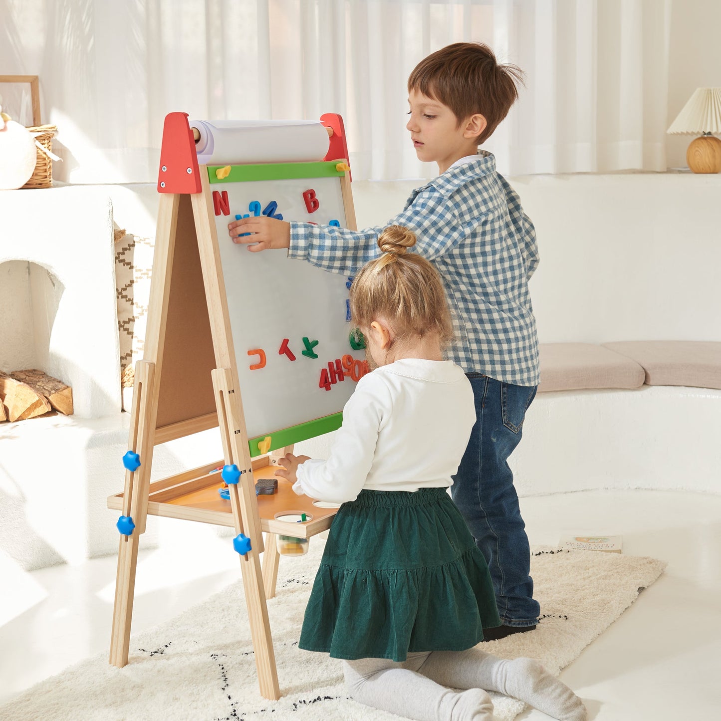 Tiny Land® 3-in-1 Art Easel for Kids - Chickadees Wooden Toys