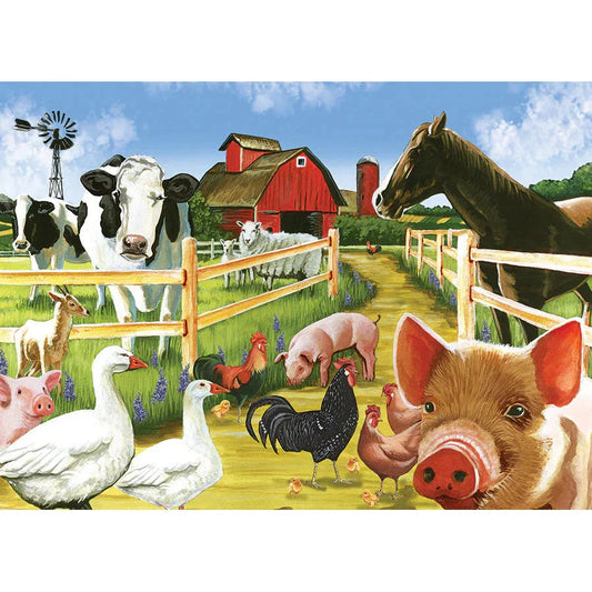 Welcome to the Farm 350 Piece Family Jigsaw Puzzle Cobble Hill - Chickadees Wooden Toys