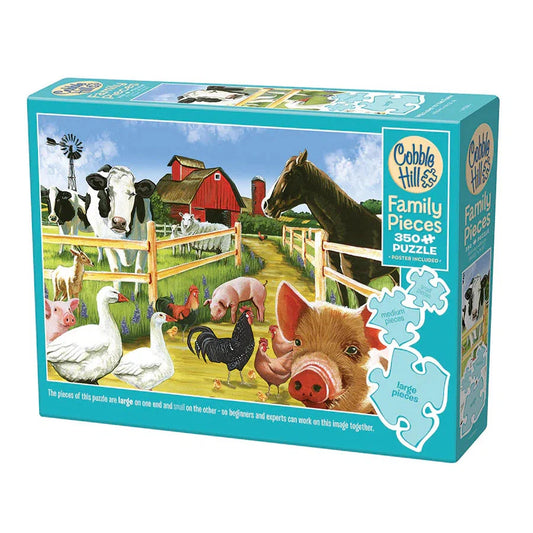 Welcome to the Farm 350 Piece Family Jigsaw Puzzle Cobble Hill - Chickadees Wooden Toys