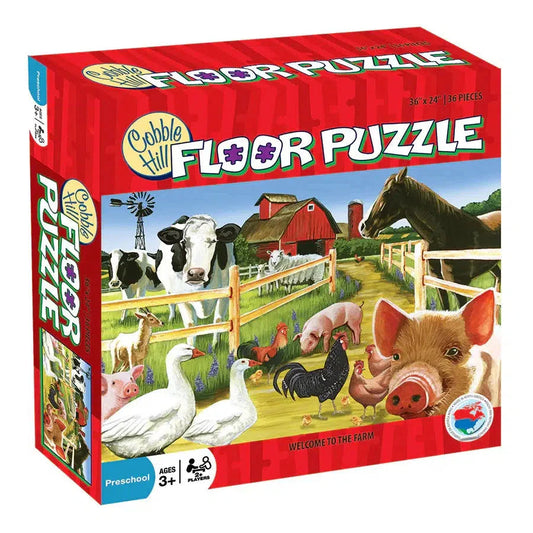 Welcome to the Farm 36 Piece Floor Jigsaw Puzzle Cobble Hill - Chickadees Wooden Toys