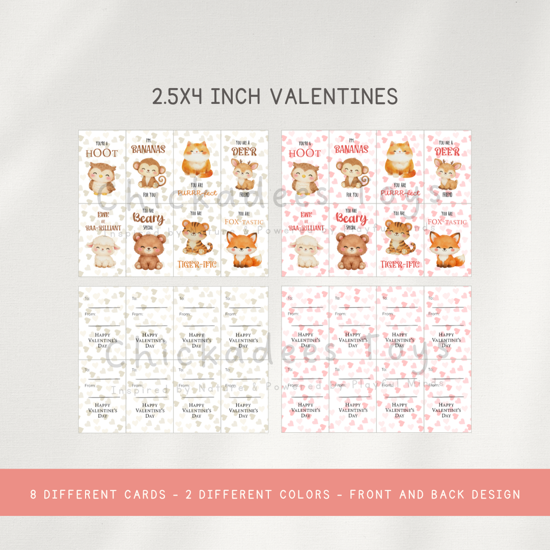 Cute Animal Valentines - Digital Download