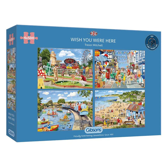 Wish You Were Here Set of 4 500 Piece Jigsaw Puzzles Gibsons