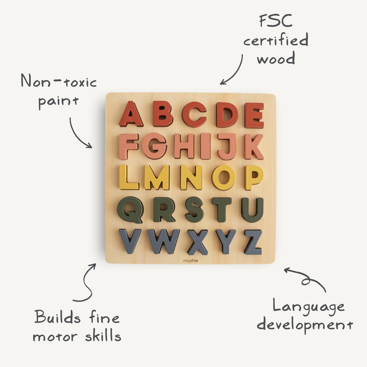 Wooden Alphabet Puzzle - Chickadees Wooden Toys