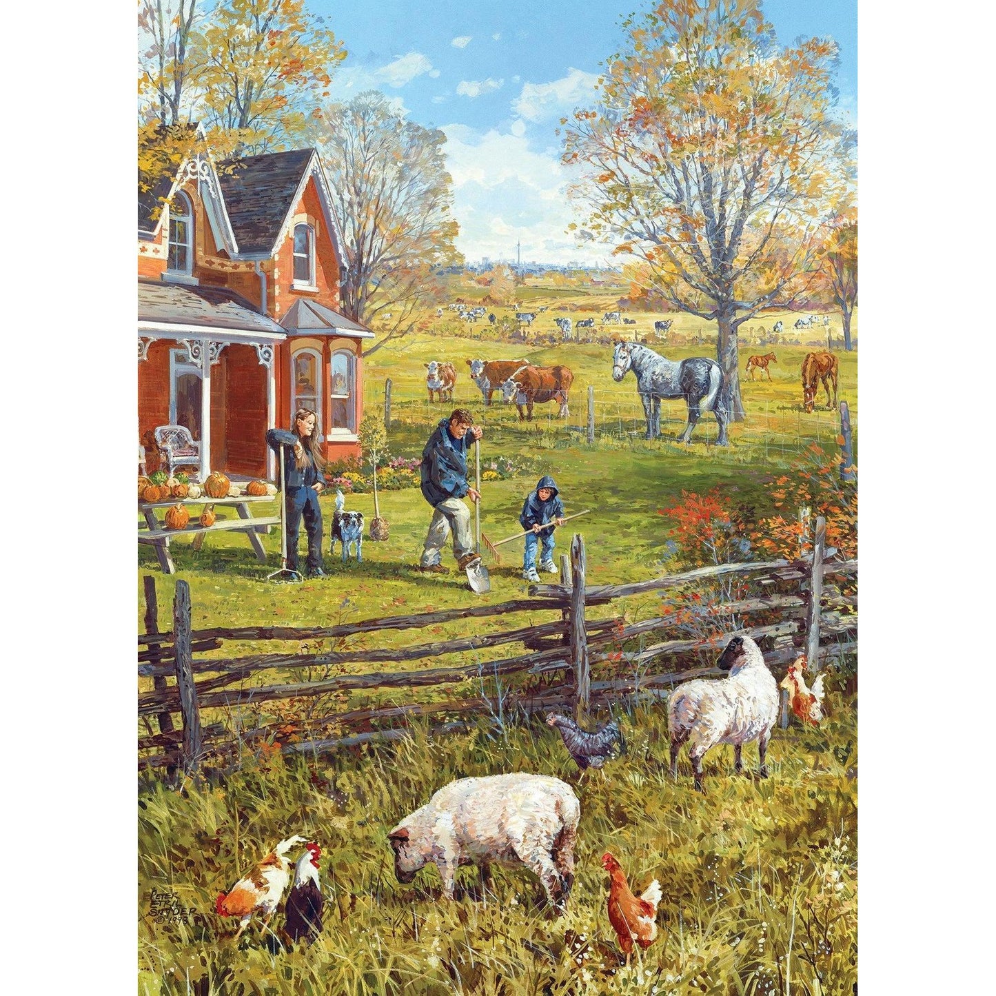 Young Family Farm 500 Piece Jigsaw Puzzle Cobble Hill