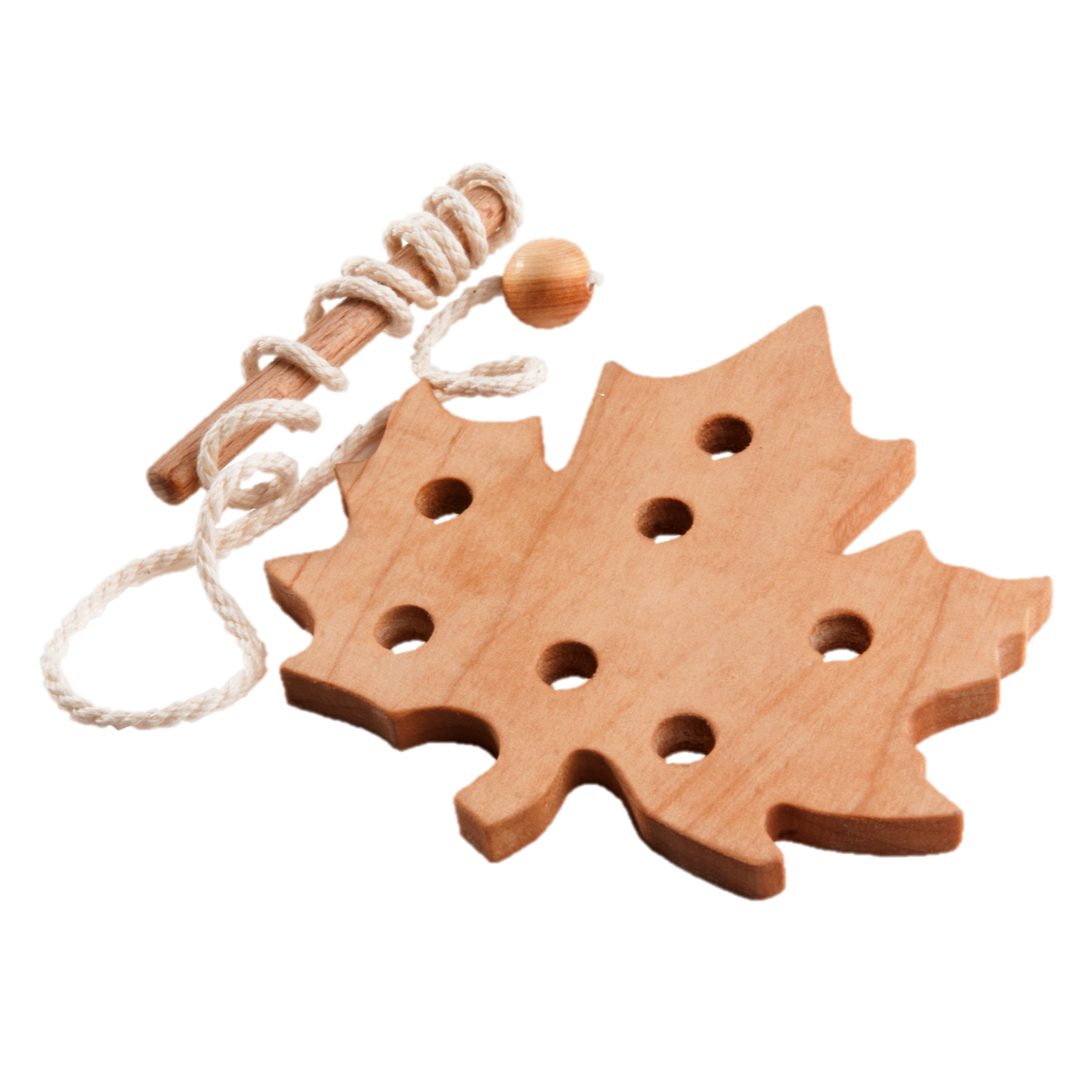 Montessori Wooden Lacing Toy — Leaf Set of 3