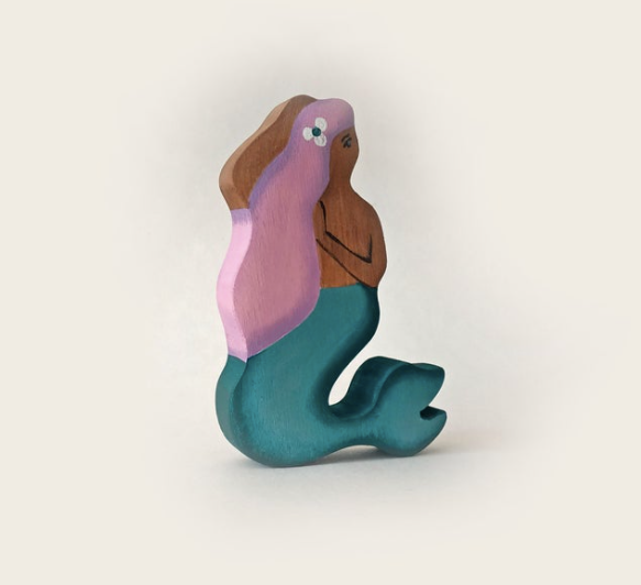 Wooden Mermaid Figure