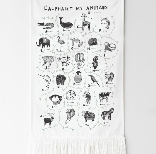 Animal Alphabet Tapestry - French Edition - Chickadees Wooden Toys