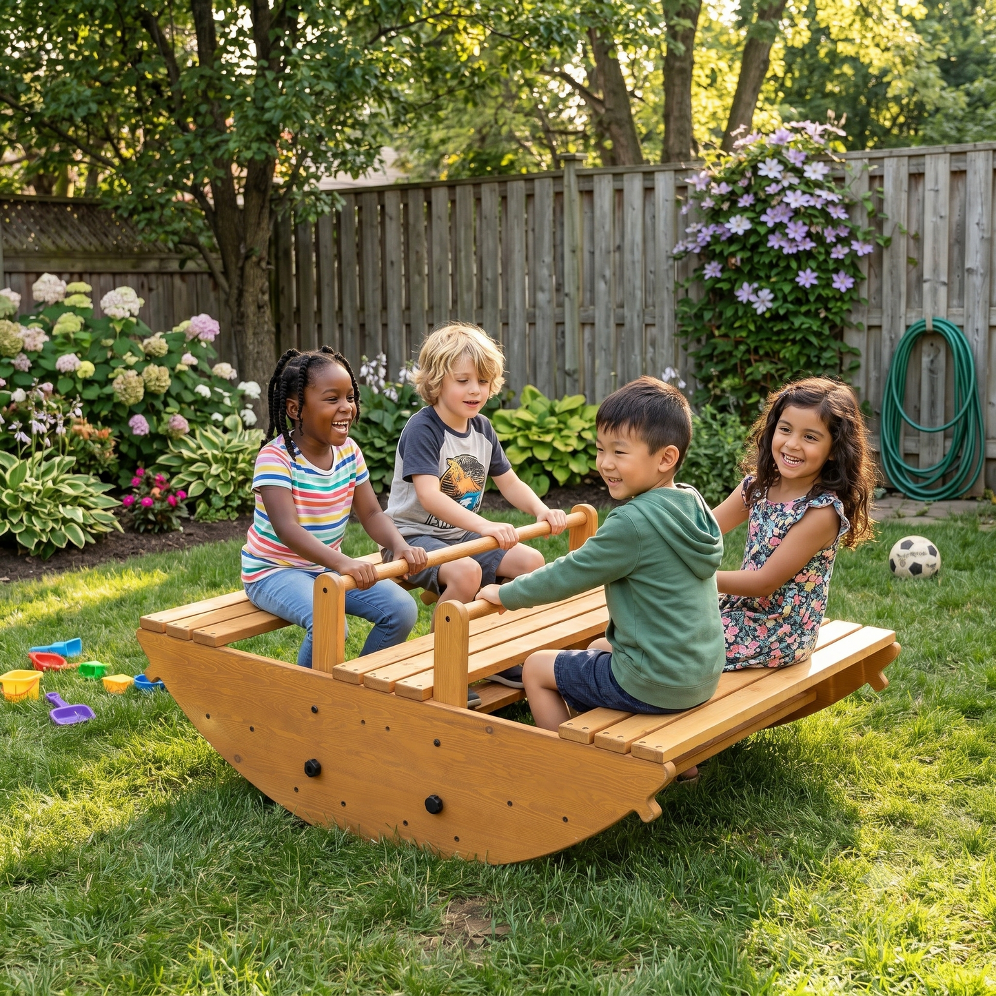 Banyan Jumbo Rocker & Climber | 2-in-1 Wooden Climbing Arch and Rocking Boat for Kids, Indoor & Outdoor - Chickadees Wooden Toys