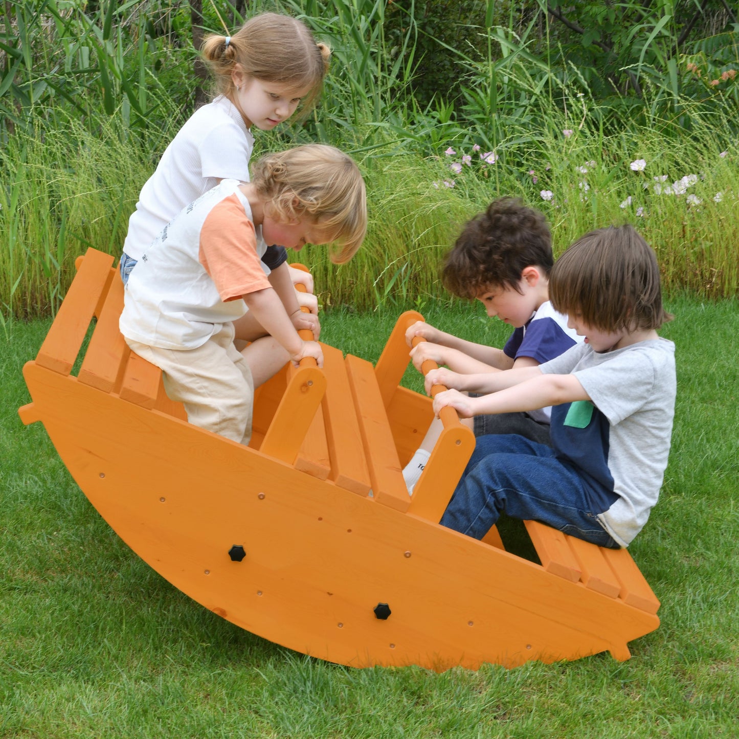 Banyan Jumbo Rocker & Climber | 2-in-1 Wooden Climbing Arch and Rocking Boat for Kids, Indoor & Outdoor - Chickadees Wooden Toys