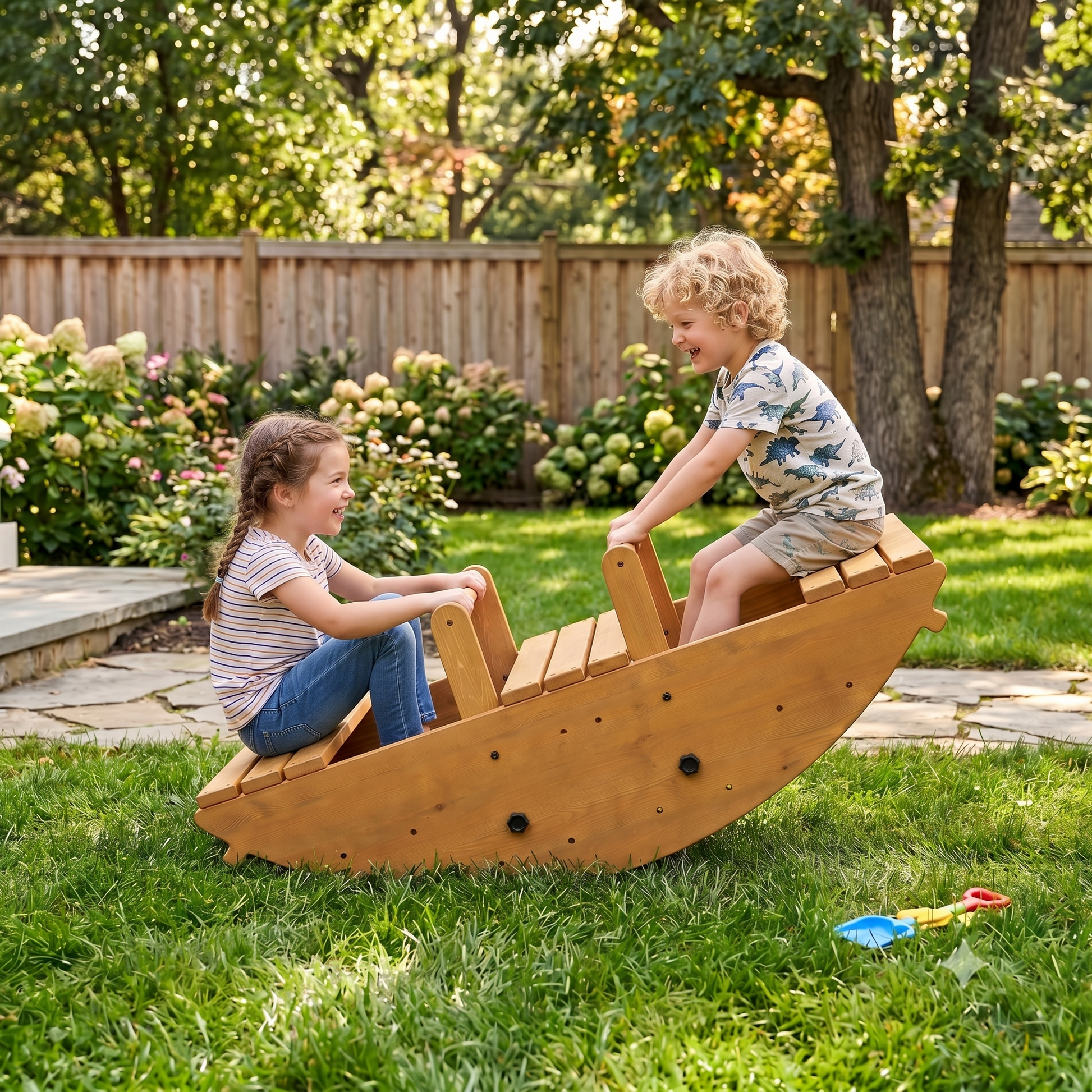 Banyan Jumbo Rocker & Climber | 2-in-1 Wooden Climbing Arch and Rocking Boat for Kids, Indoor & Outdoor - Chickadees Wooden Toys