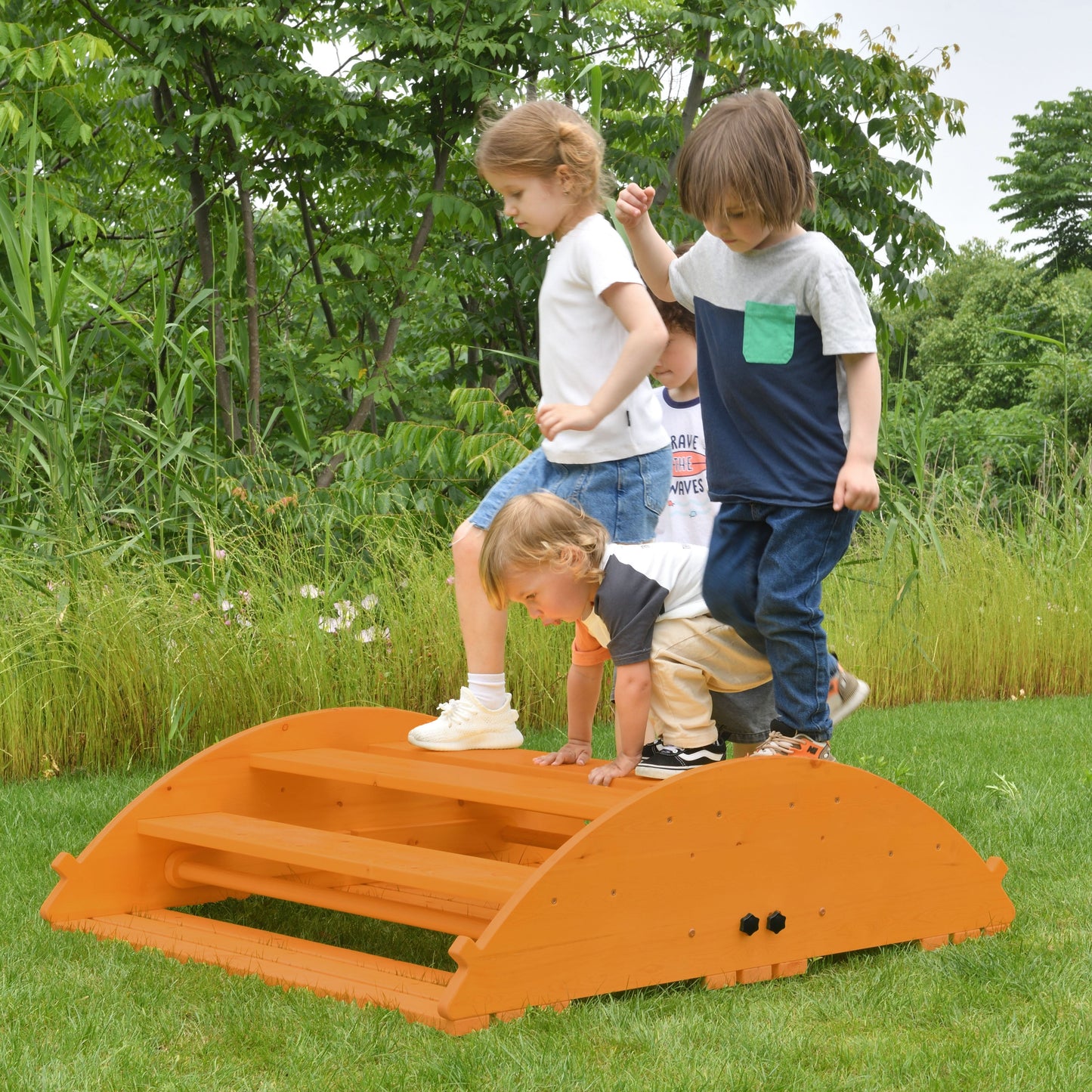 Banyan Jumbo Rocker & Climber | 2-in-1 Wooden Climbing Arch and Rocking Boat for Kids, Indoor & Outdoor - Chickadees Wooden Toys